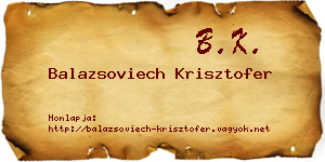 Balazsoviech Krisztofer névjegykártya